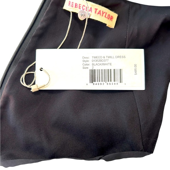 NWT Rebecca Taylor Tweed & Twill Dress with Leather Accents sz 2 - Picture 5 of 6